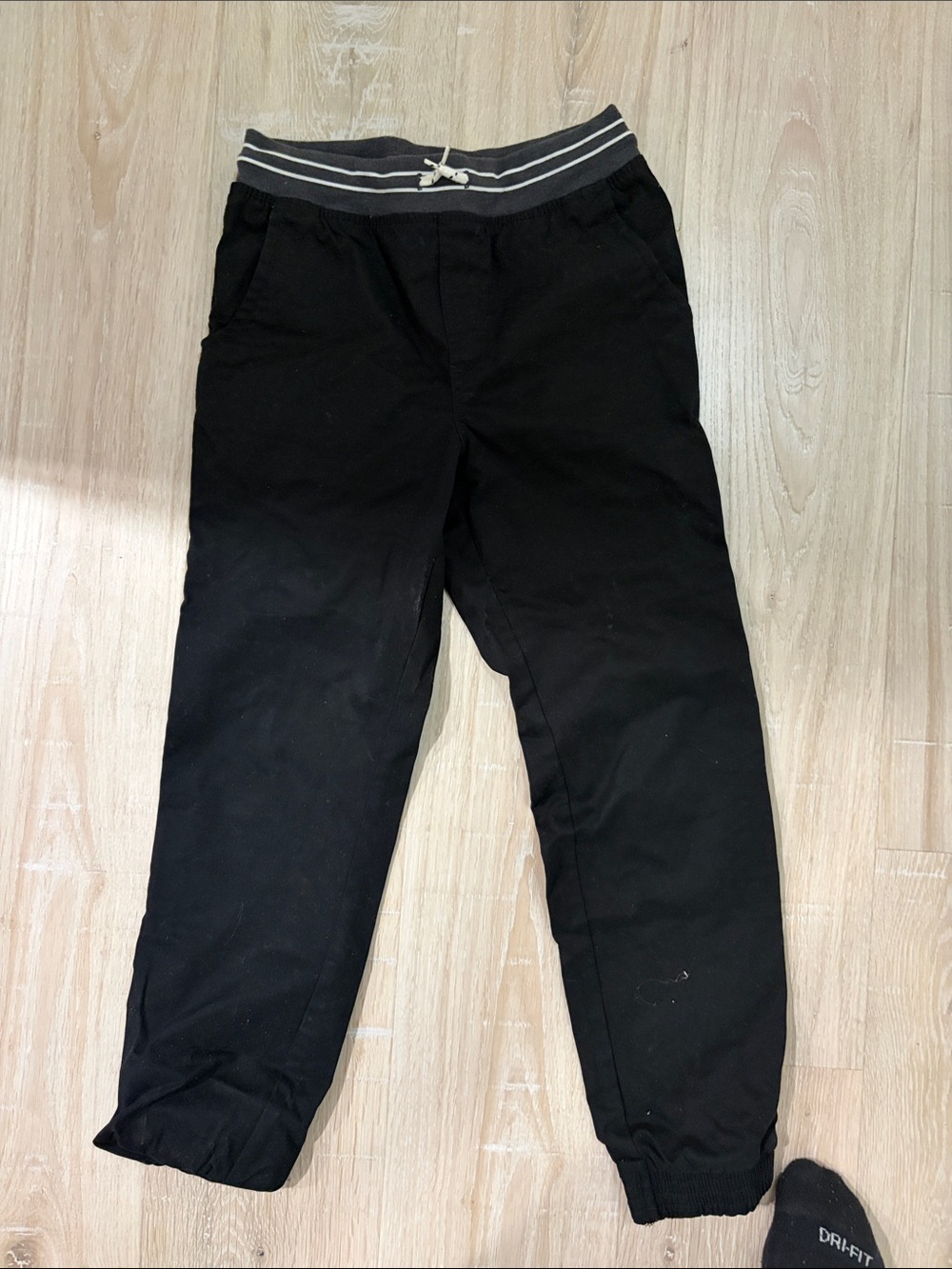 Boys Black Jogger Pants with Drawstring Waist